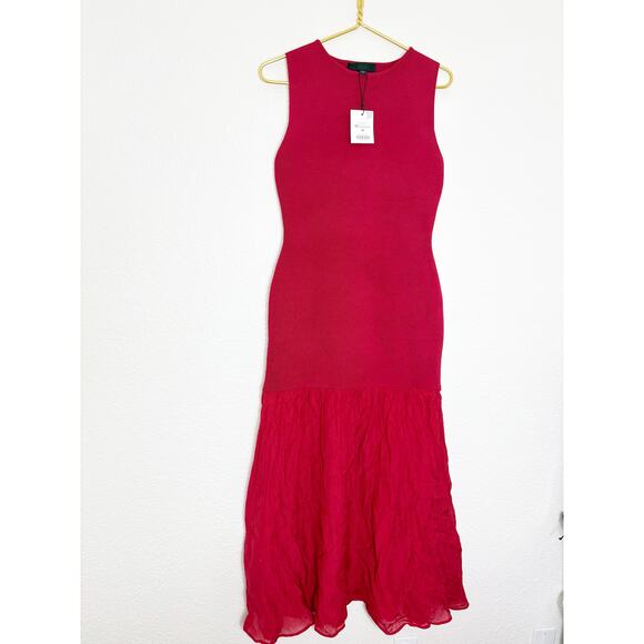NWT Zara Red Long Combined Knit Dress Size Medium Maxi Stretch Wedding 4192/034 - Picture 3 of 12